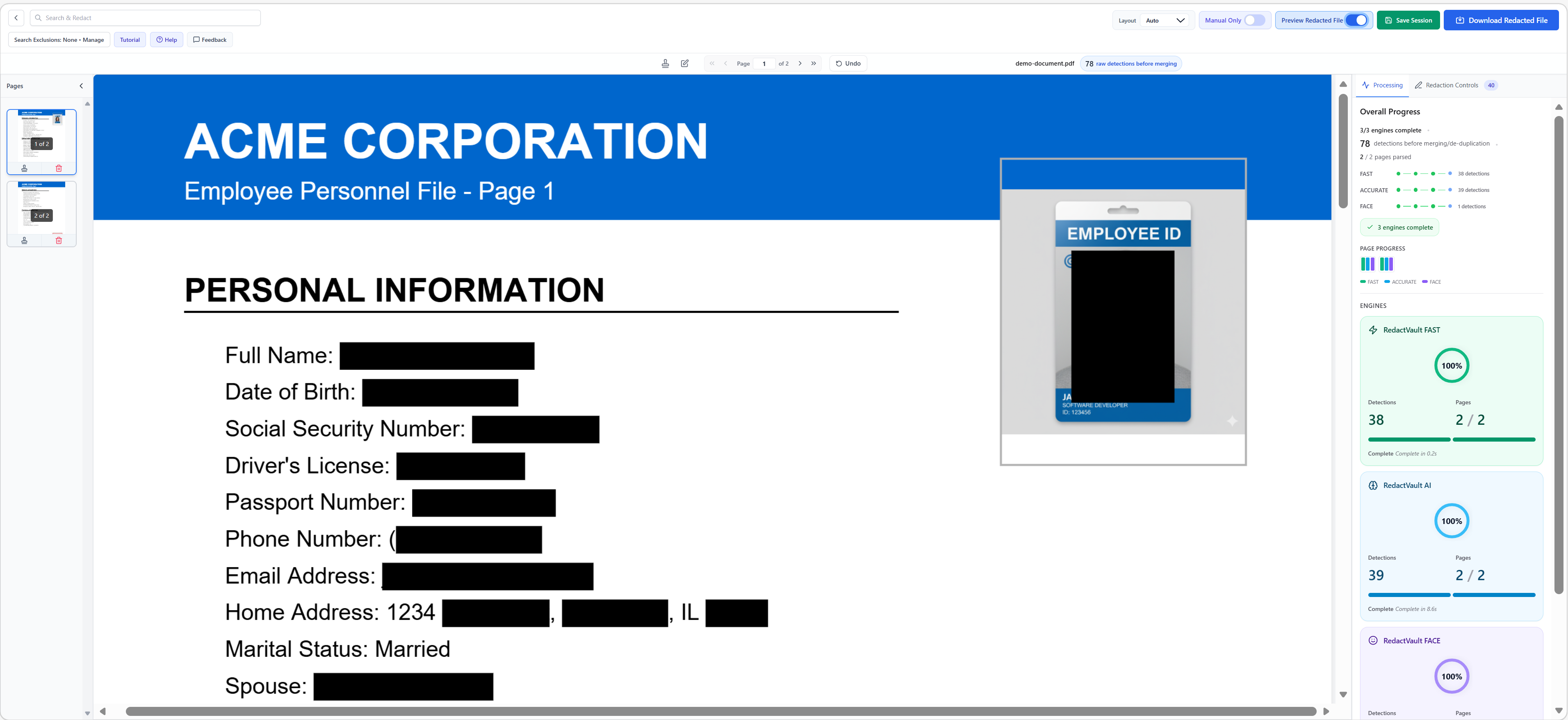 RedactVault with redactions applied